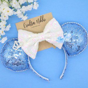 Handmade Blue Princess Shoe Sequin Mouse Ears